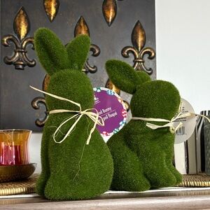 🆕Flocked Bunny Pair Spring Decor